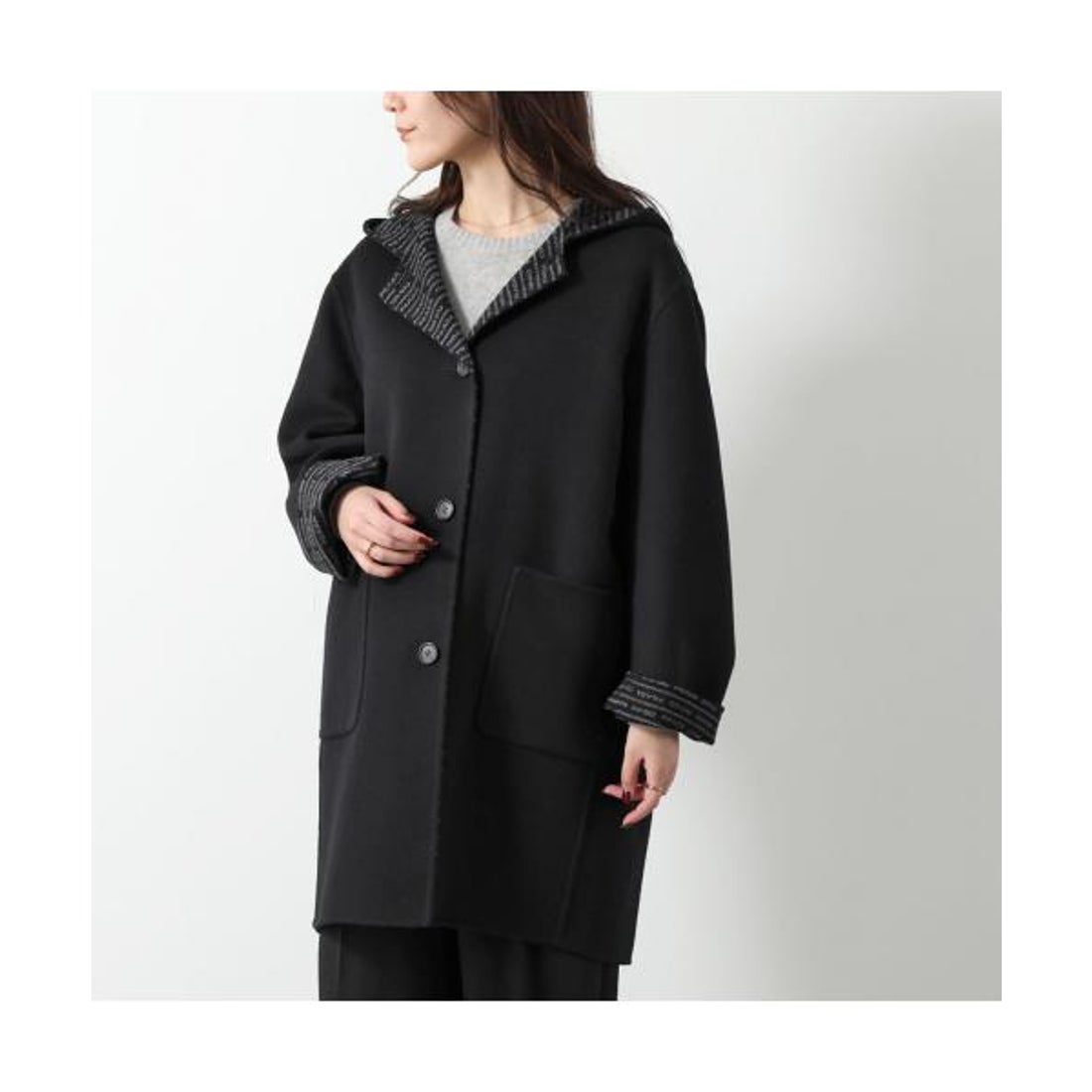 プラダ PRADA PRADA ウールコート P685QK 13L1 ベルト付き フード