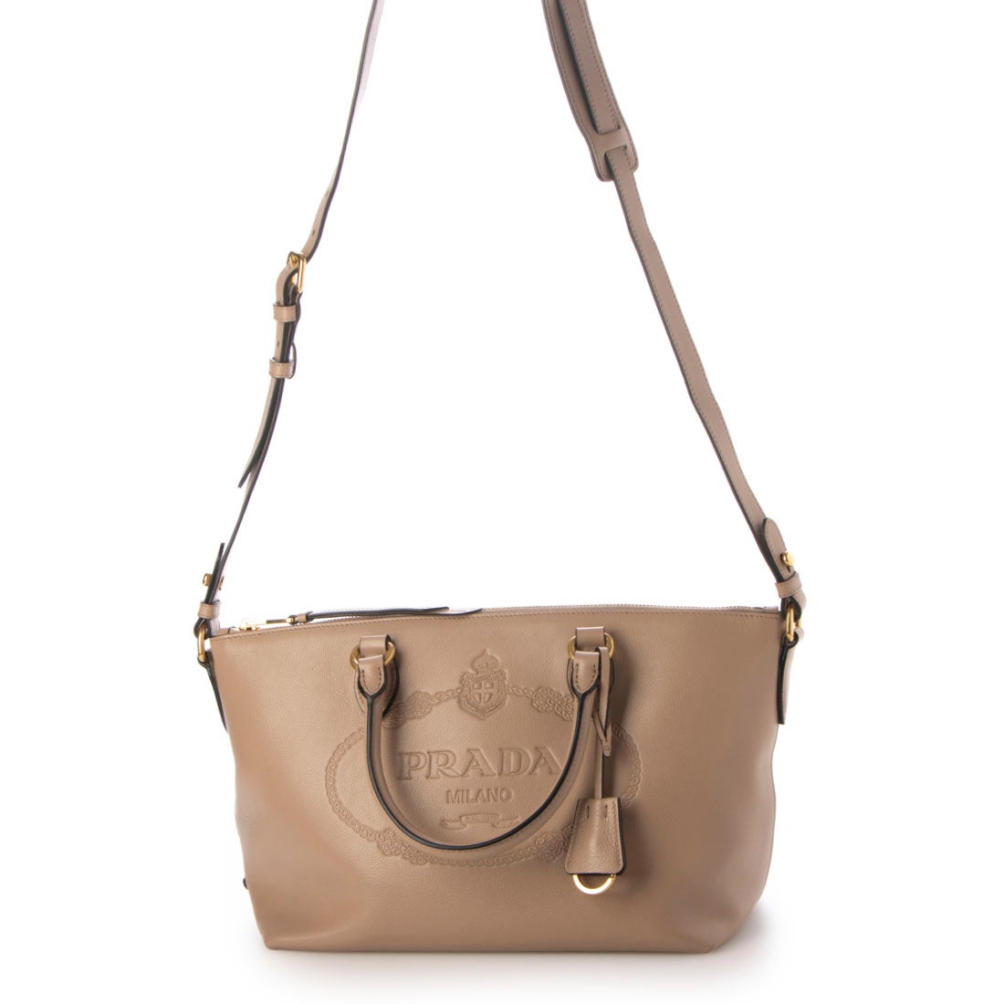 プラダ PRADA ☆ロゴエンボスレザー2WAYハンドバッグ - BORSA A MANO