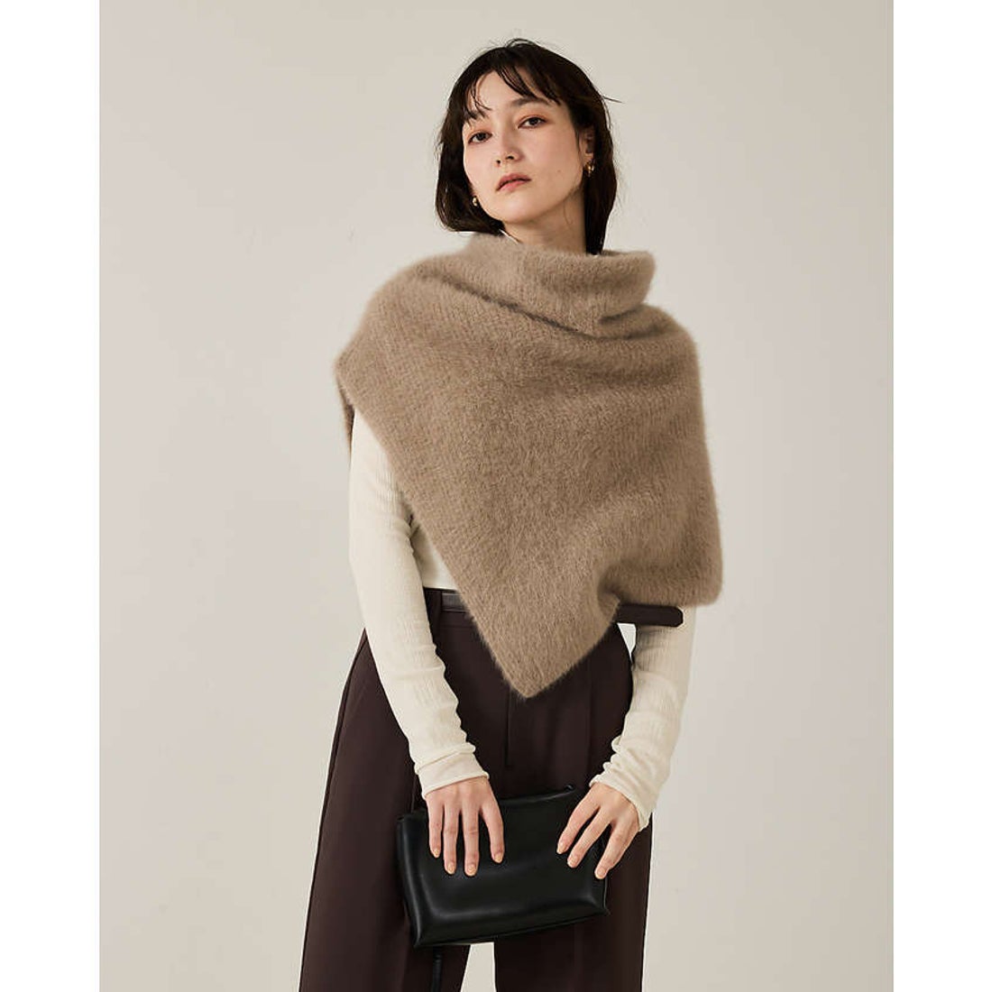 カリテ qualite フォックスカシミアスヌード （ライトベージュ