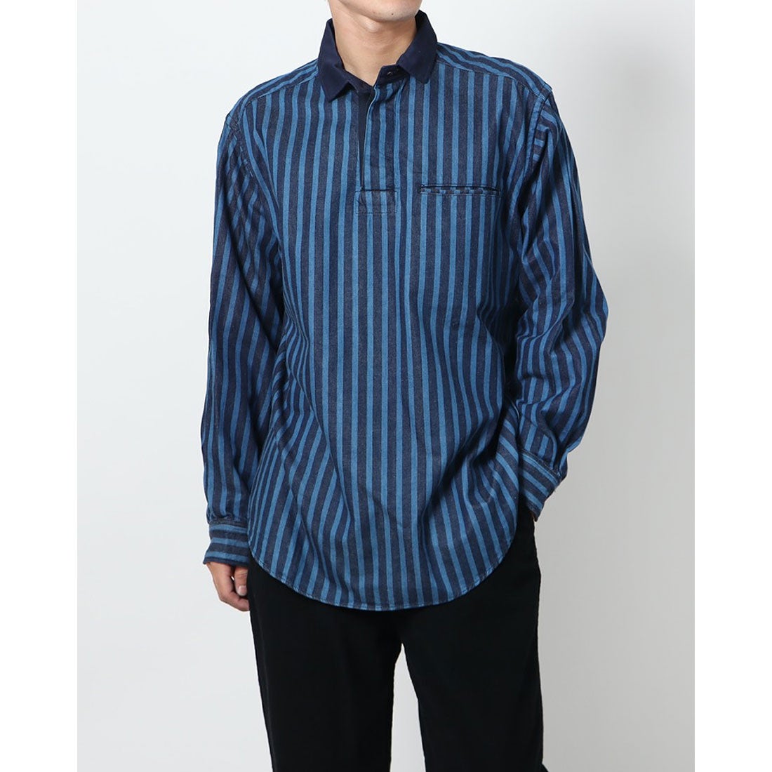 リネーム Rename インディゴストライプシャツ （ネイビー×ブルー