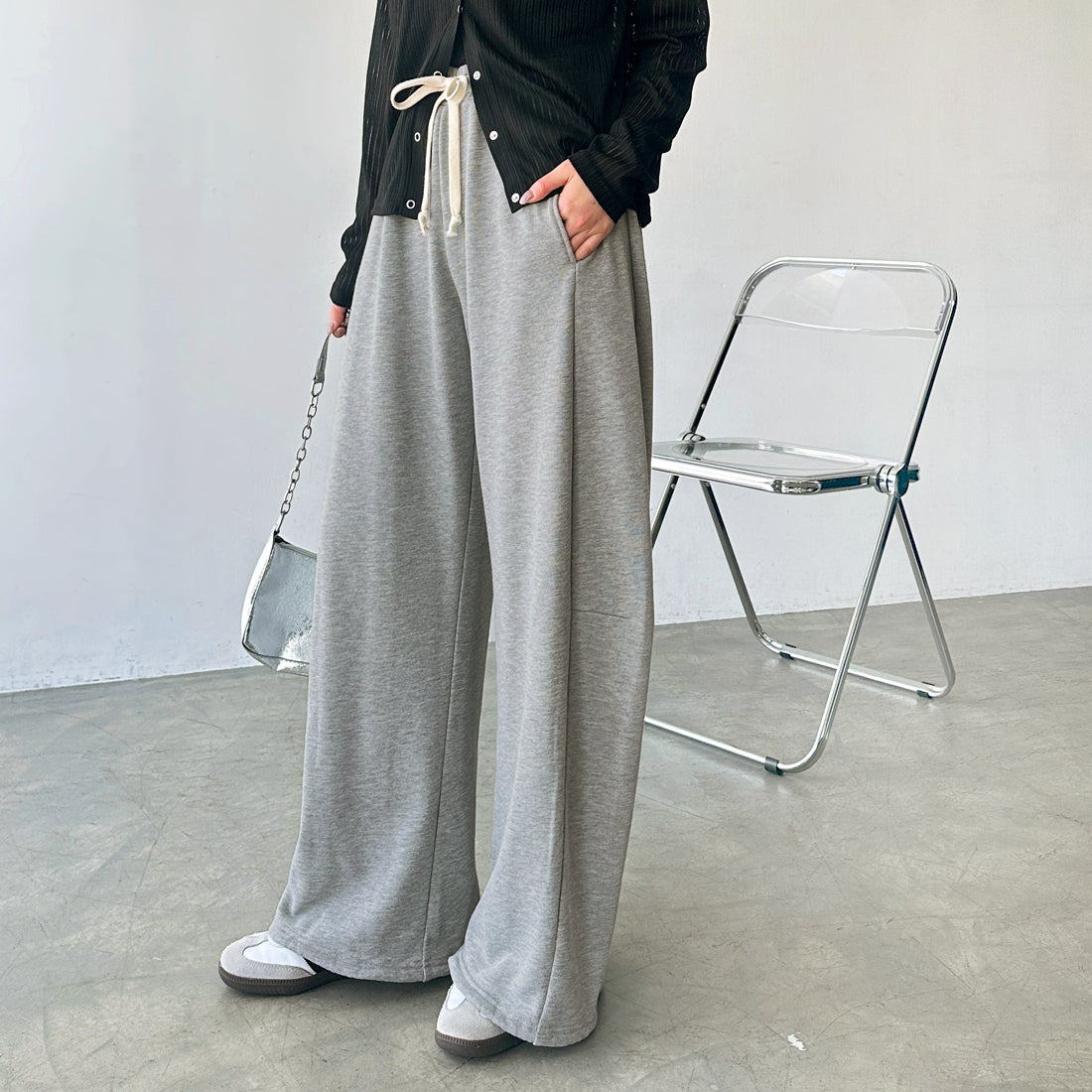 ジーラ GeeRA 2WAYカーブスウェットパンツ （杢グレー） -ファッション