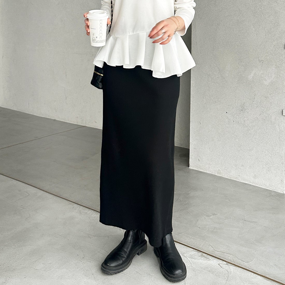 ジーラ GeeRA すっきり見え！リブタイトロングスカート （ブラック