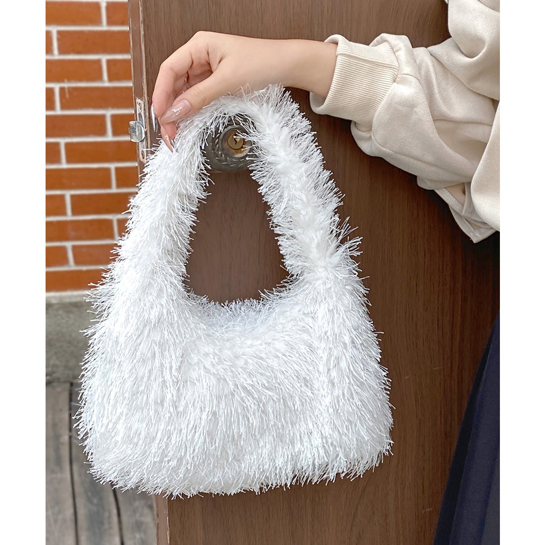 リフ Riff カラーエコファーバッグ ボリュームファー ふわふわ