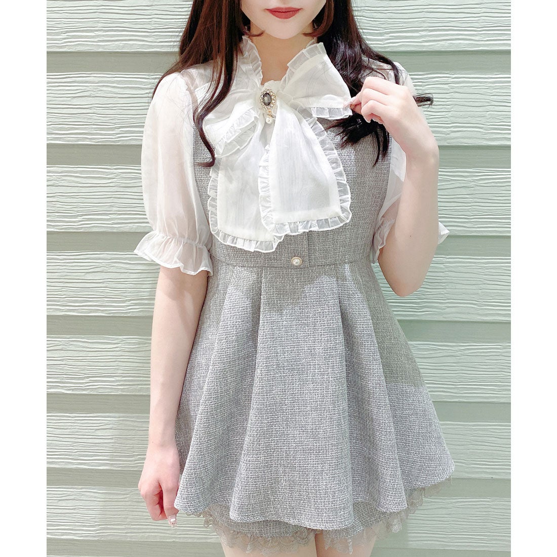 ロジータ ROJITA BIGリボンツイードセットアップ （グレー