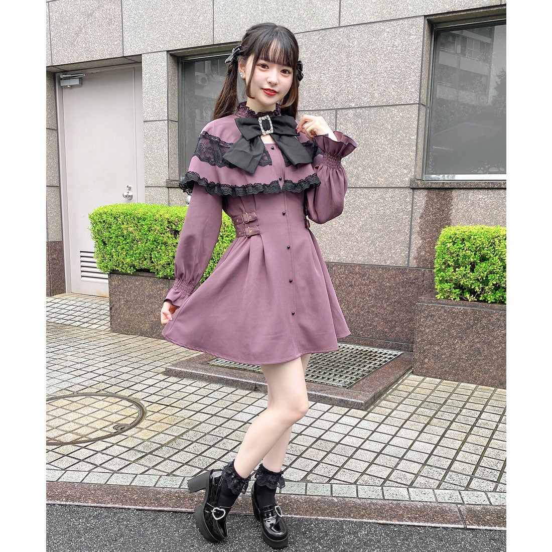 ロジータ ROJITA BIGリボンケープワンピース （ピンクブラウン） -靴