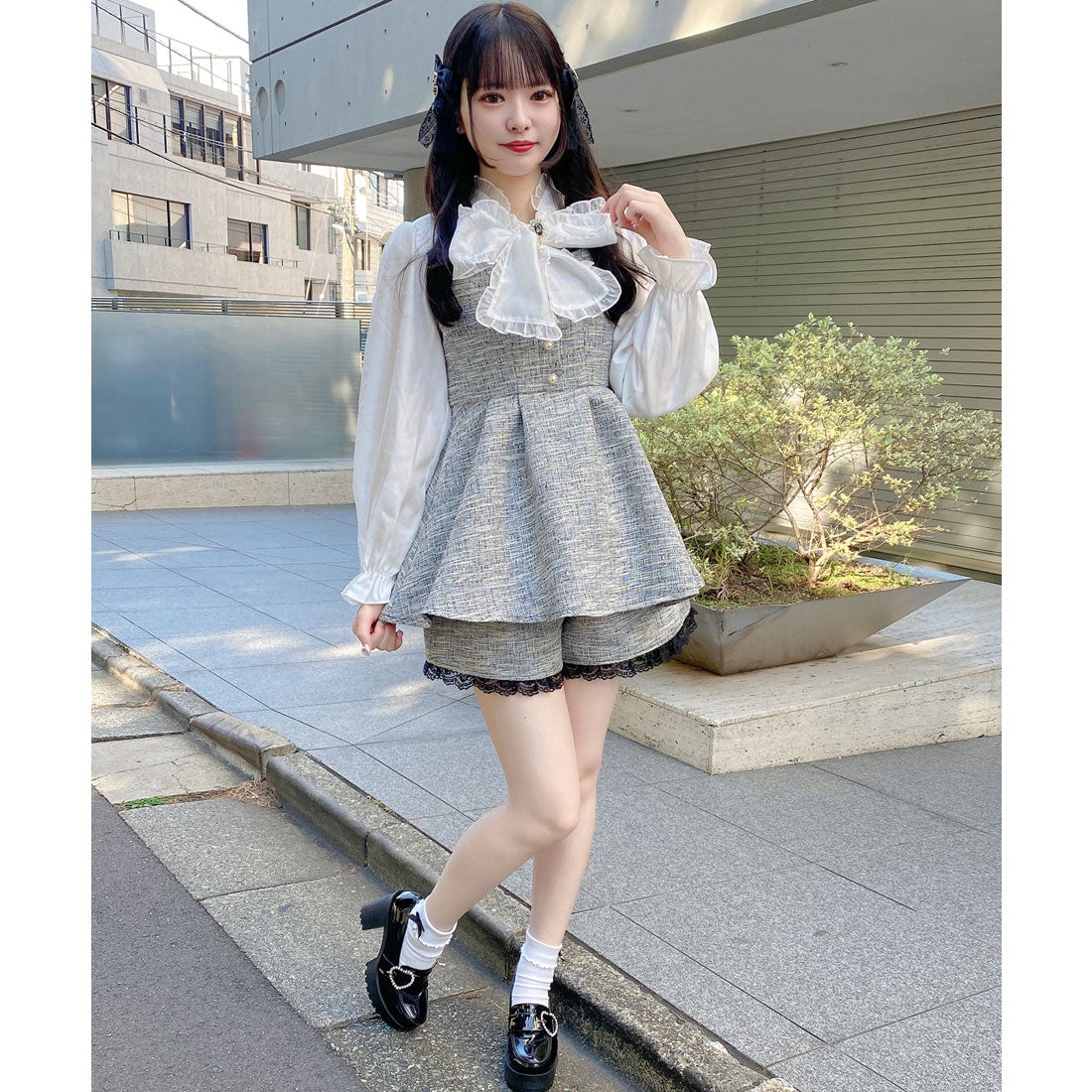 ロジータ ROJITA BIGリボンツイードセットアップ （マルチ） -靴