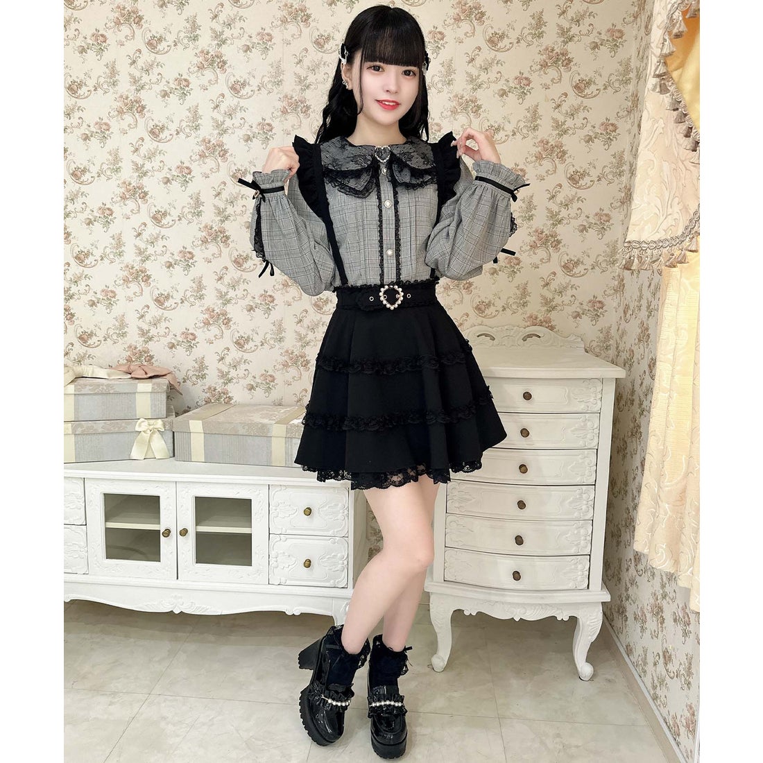 ロジータ ROJITA サス付3段フリルスカート （ブラック