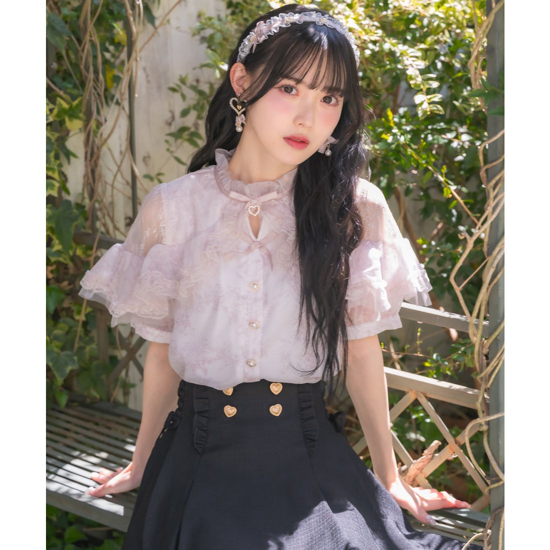 ロジータ ROJITA ラッフル花柄ブラウス （ピンク） -ファッション通販