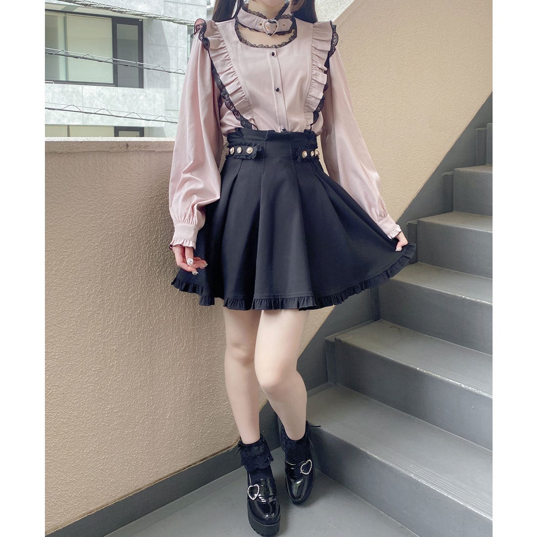 ロジータ ROJITA ハートバックルラッフルフリルブラウス （ピンク