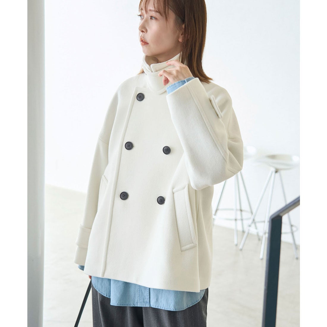 ロペピクニック ROPE' PICNIC ウールショートコート （グレー（07