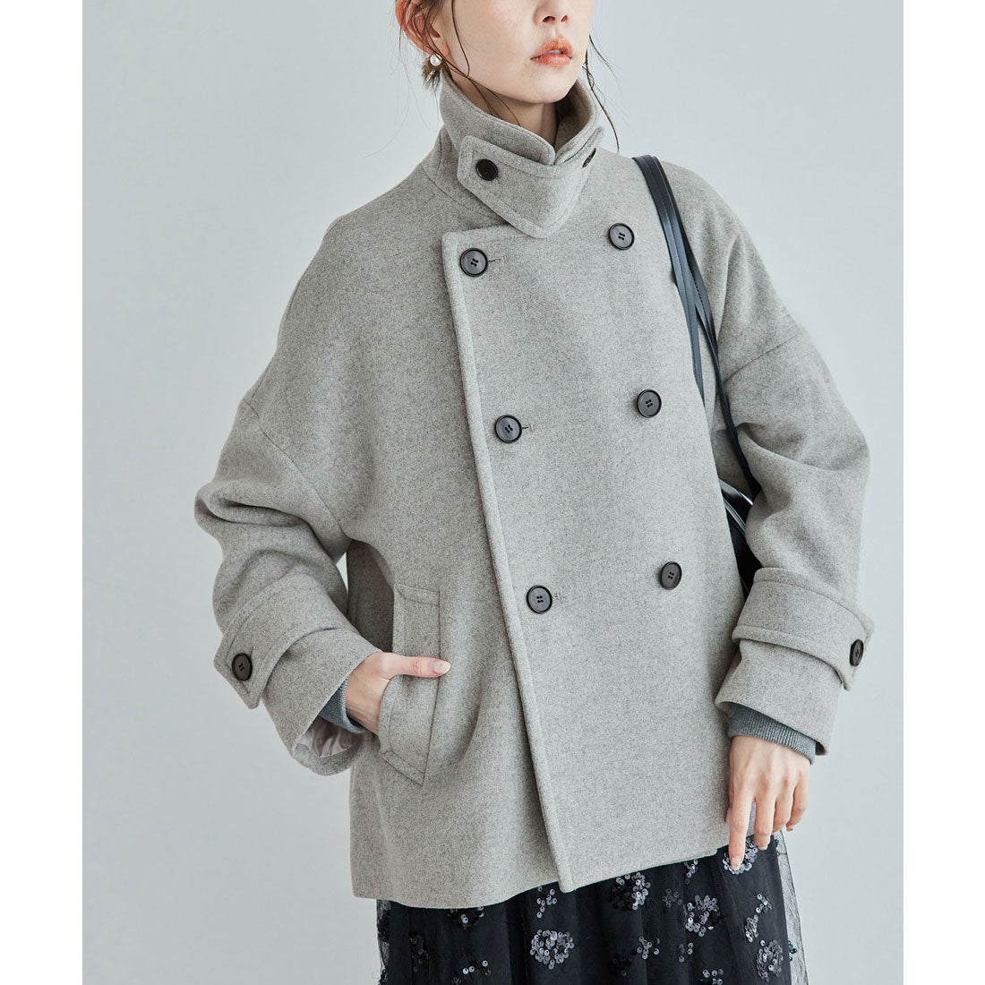 ロペピクニック ROPE' PICNIC ウールショートコート （グレー（07