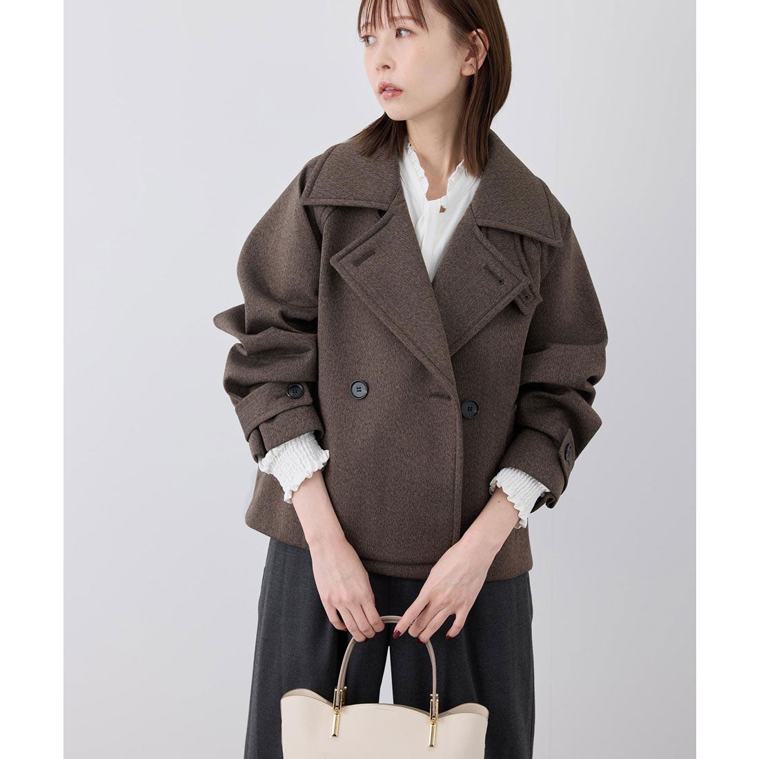 ロペピクニック ROPE' PICNIC ヘリンボンボンディングスタンドカラー