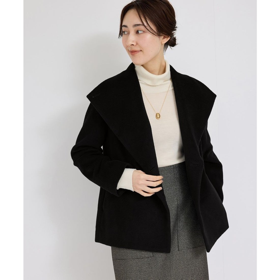 ロペ ROPE' 【高評価】プレミアムカシミヤショートコート （キナリ（16