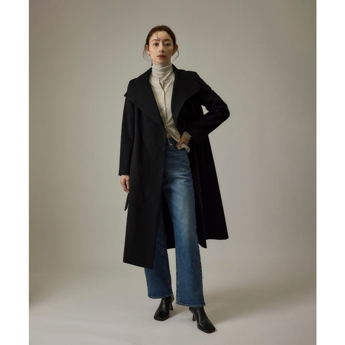 ロペ ROPE' プレミアムカシミヤ ロングコート （ブラック（01