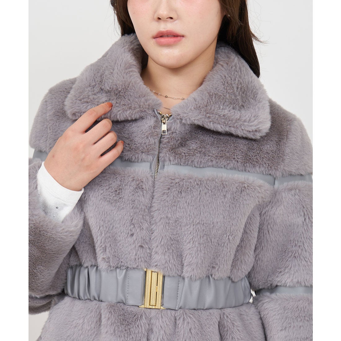 ロイヤルパーティー ROYAL PARTY ベルト付ファーコート （ブラック