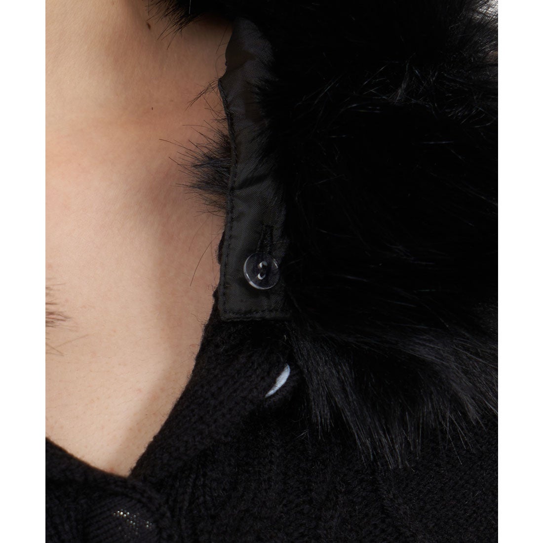 ロイヤルパーティー ROYAL PARTY フードファーケーブルニットミニ