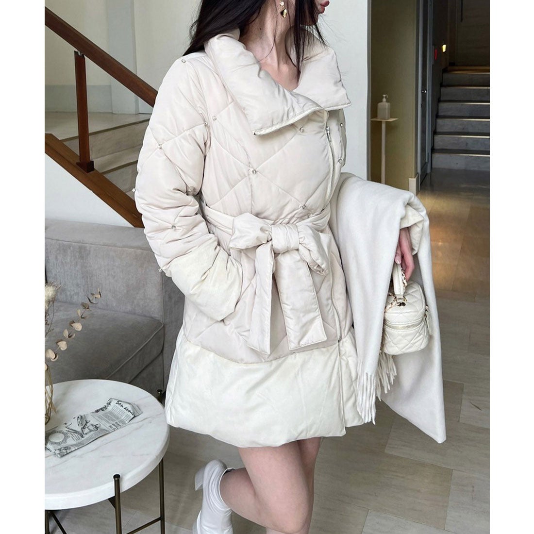 ロイヤルパーティー ROYAL PARTY ビジューパフィージャケットコート