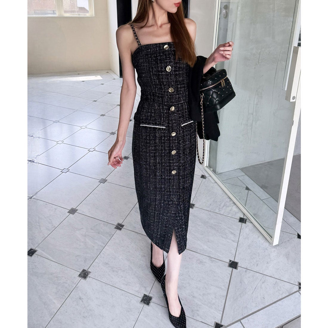 ロイヤルパーティー ROYAL PARTY ダブルチェーンストラップツイード