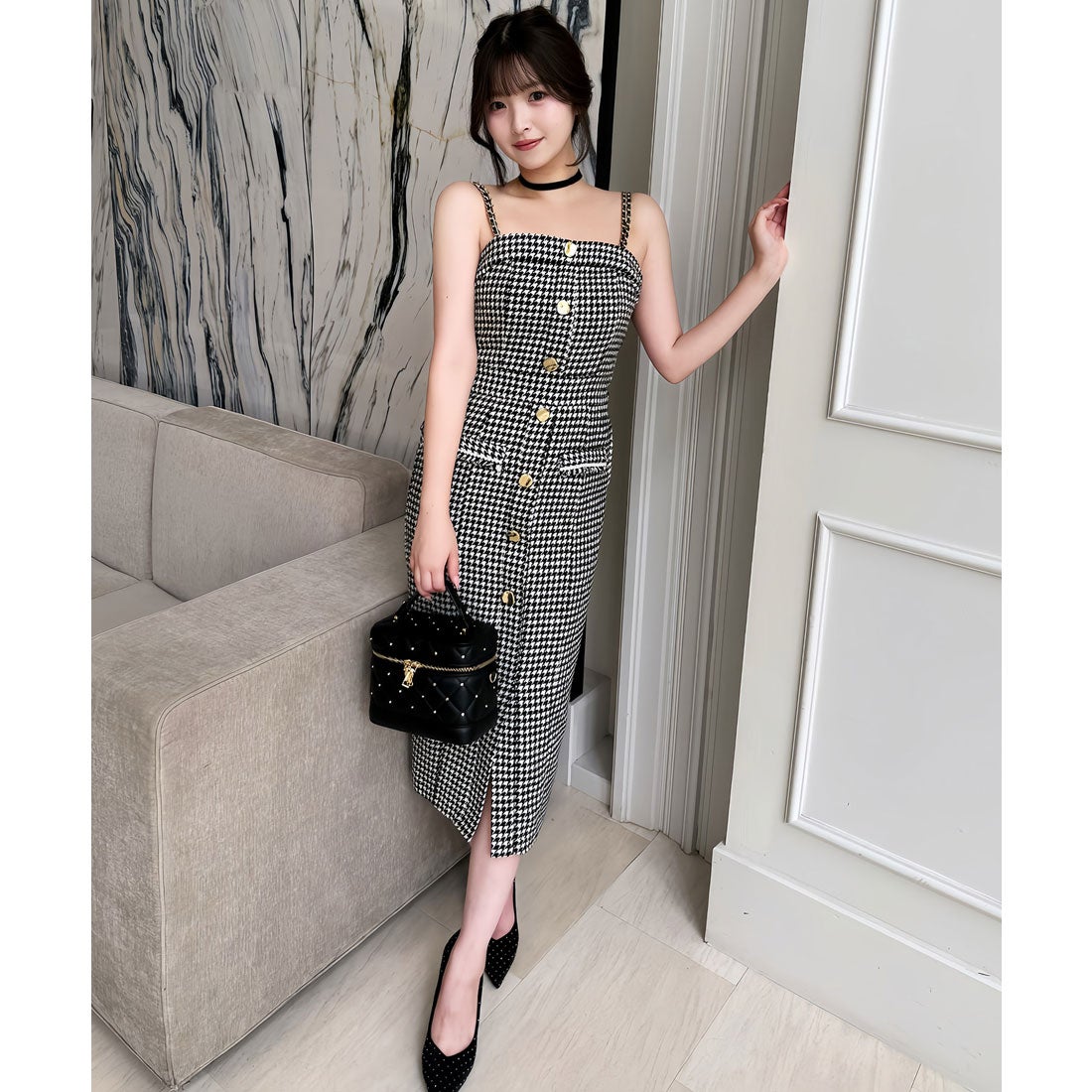 ロイヤルパーティー ROYAL PARTY ダブルチェーンストラップツイード