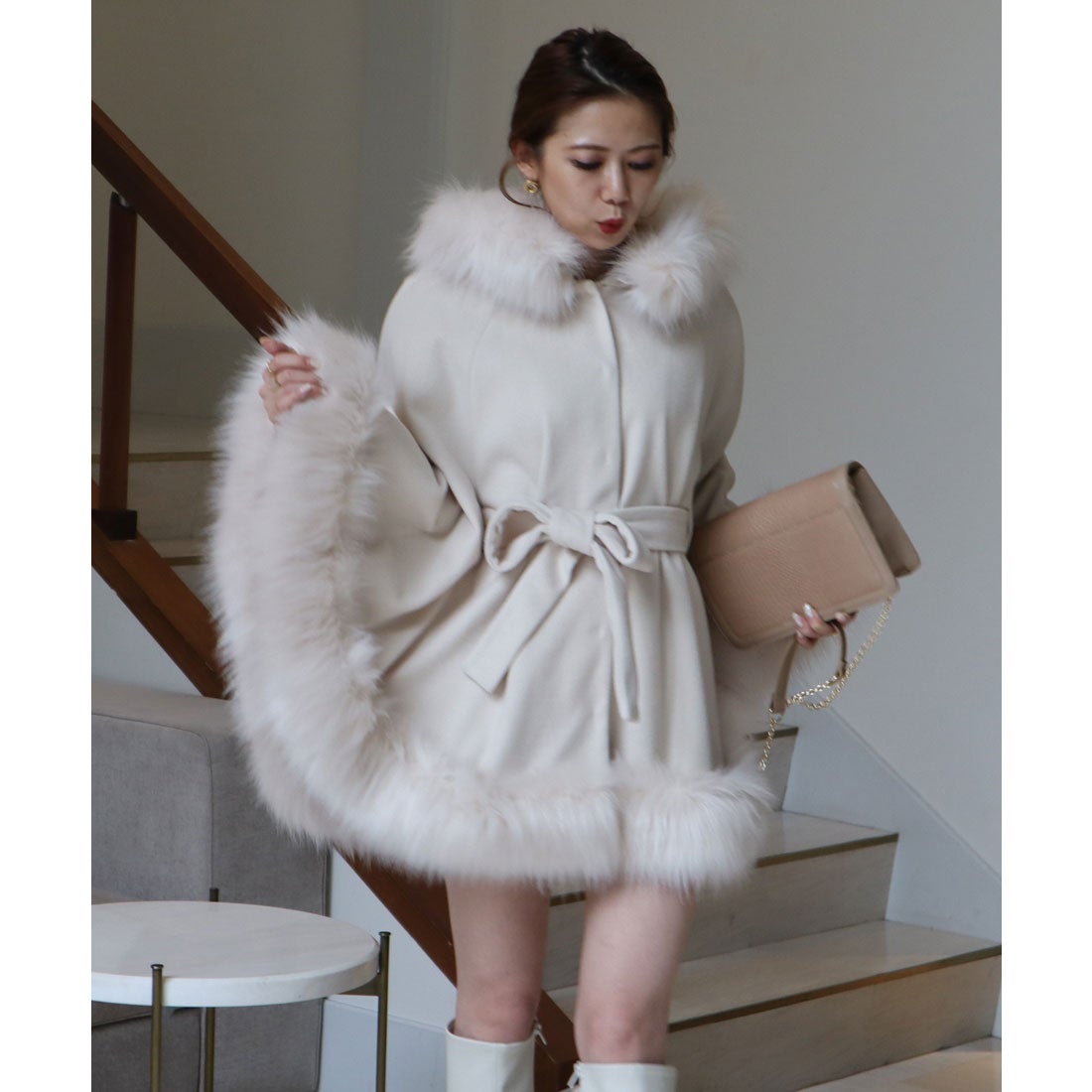 ロイヤルパーティー ROYAL PARTY フードファーケープコート （オフ