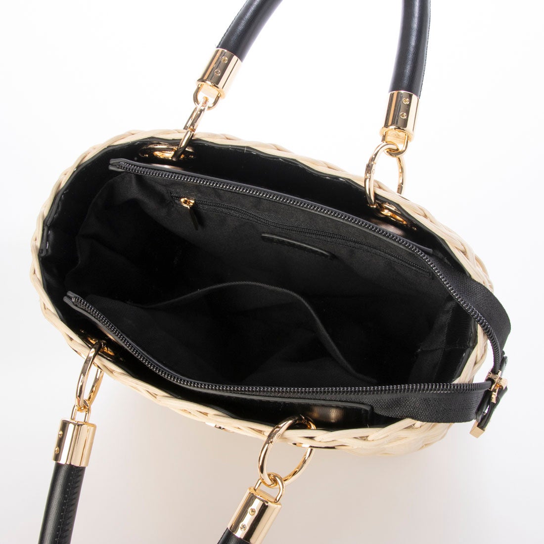 ランダ RANDA 2WAY ラタンスクエアハンドバッグ （BLACK） -靴