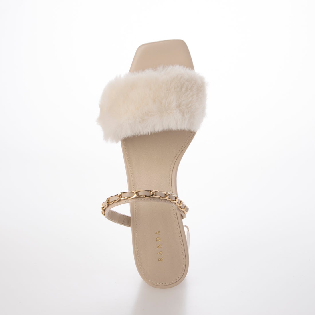 ランダ RANDA 2WAY ファーベルトミュールサンダル （IVORY） -靴