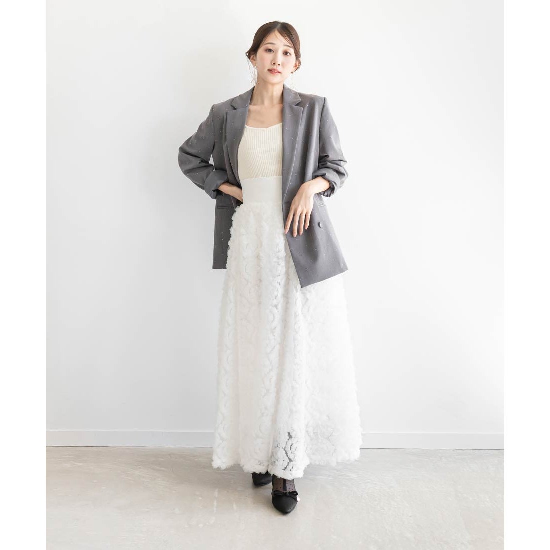 ランダ RANDA リボンシアーショートブーツ （BLACK） -ファッション