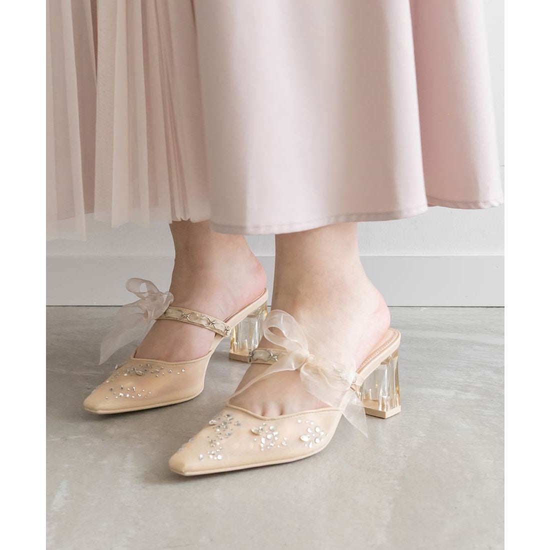 ランダ RANDA 2WAY シアーミュールパンプス （BEIGE） -アウトレット