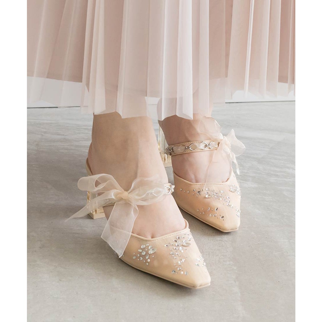 ランダ RANDA 2WAY シアーミュールパンプス （BEIGE） -アウトレット