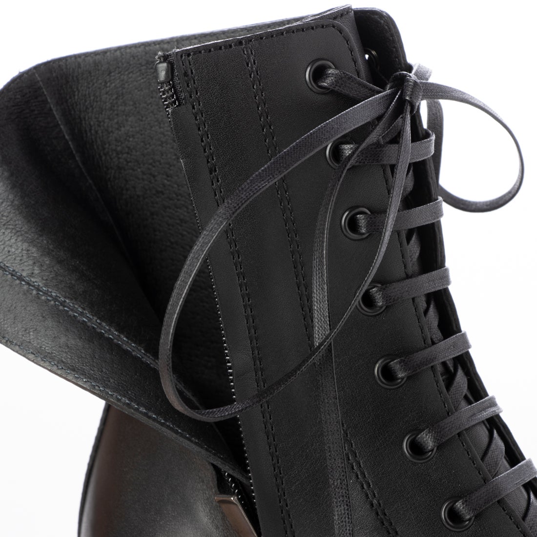 RABOKIGOSHI works 【本革】レースアップヒールブーツ(ブラック