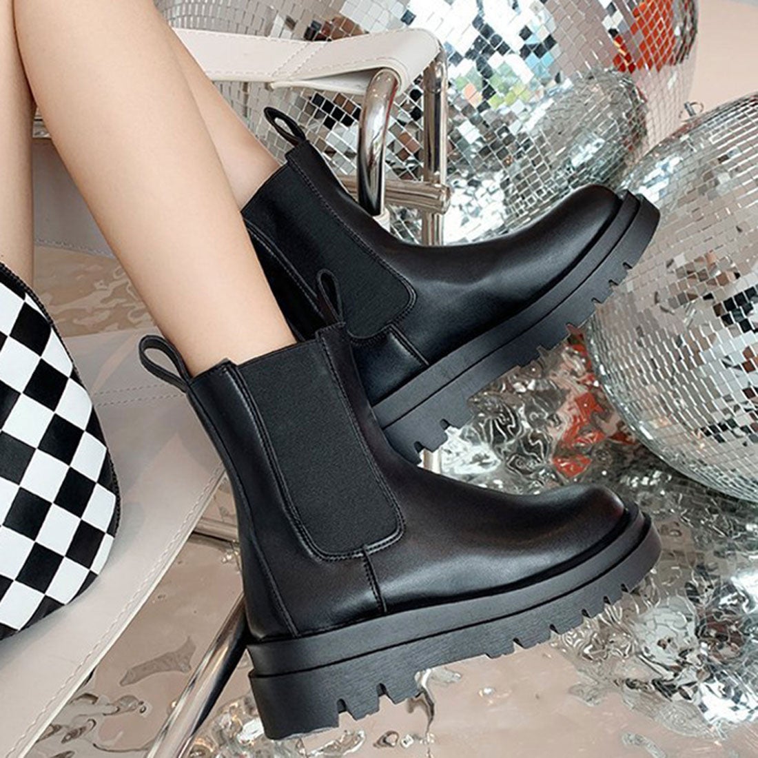 リアルスタイル REAL STYLE サイドゴアブーツ レディース 歩きやすい