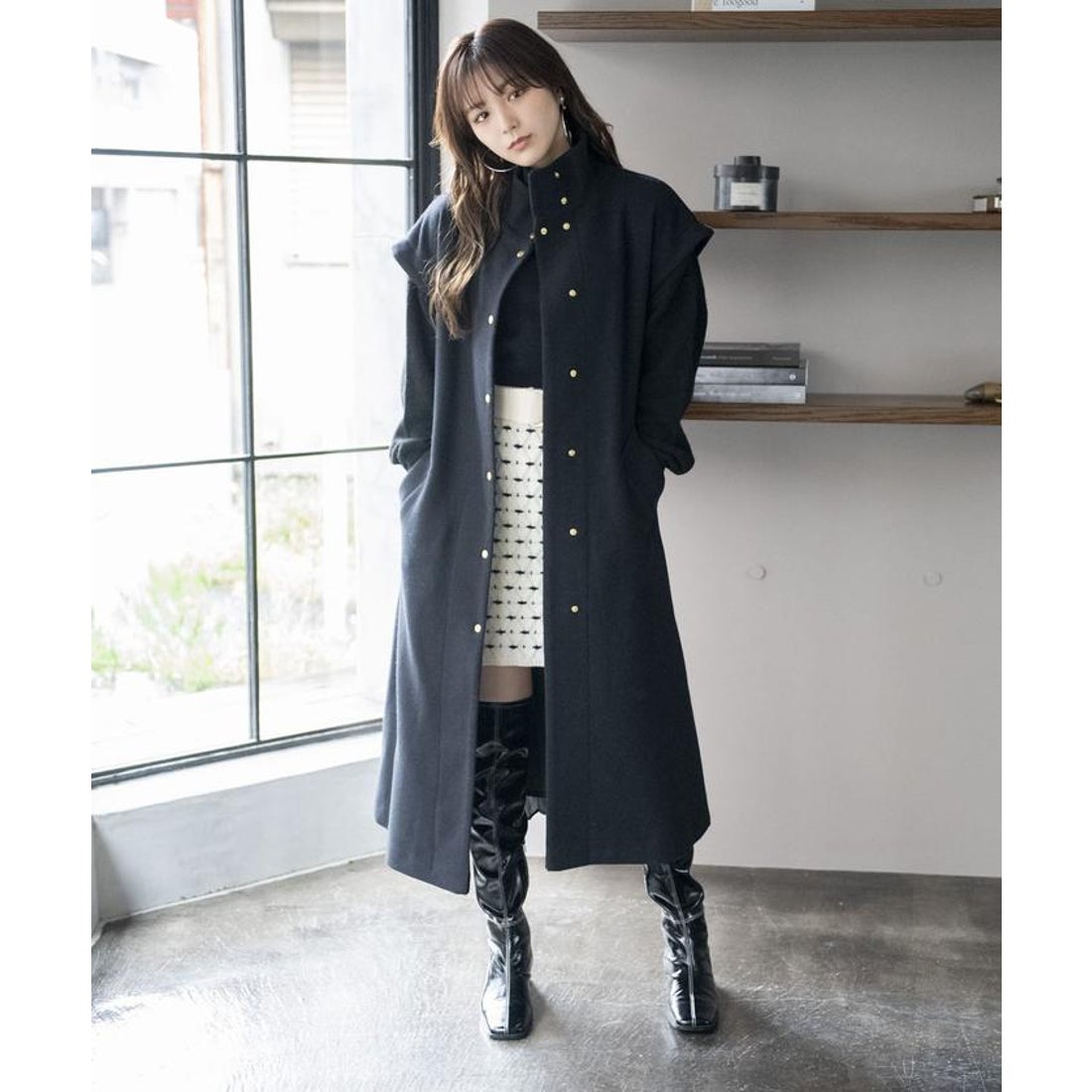 レディアゼル REDYAZEL バックプリーツ3WAYコート （サックス