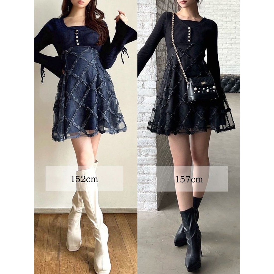 リゼクシー RESEXXY ドッキングフレアミニニットワンピース