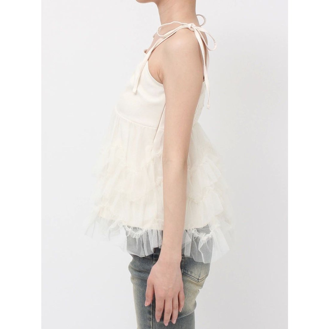 リゼクシー RESEXXY チュールフリルペプラムキャミトップス （ブラック