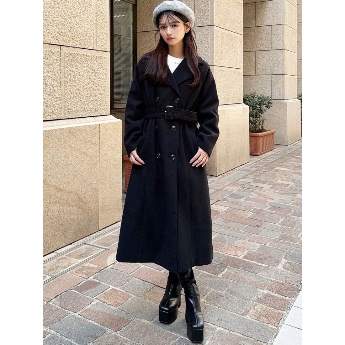 リゼクシー RESEXXY ウールライクロングコート （ブラウン