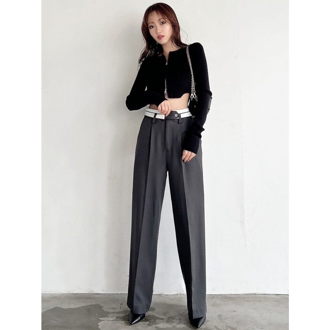 リゼクシー RESEXXY ジップデザインクロップドニットトップス