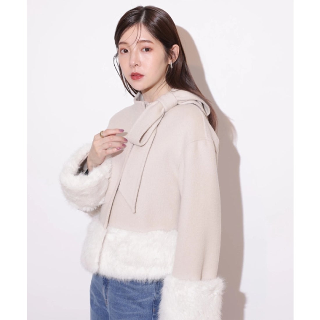 リランドチュール Rirandture リボンネックファーリバーコート （薄