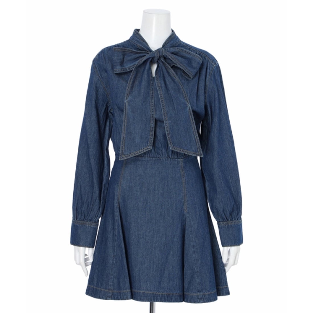 リランドチュール Rirandture デニムボウタイミニワンピース （ブルー