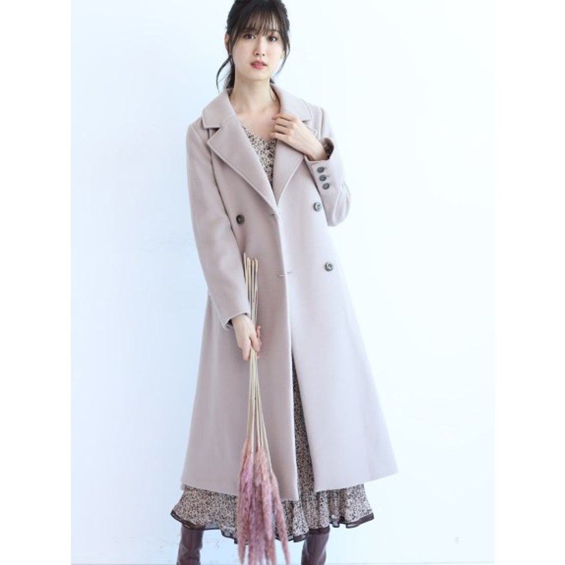 Rirandture ダブル釦コート （モカピンク） -ファッション通販 FASHION