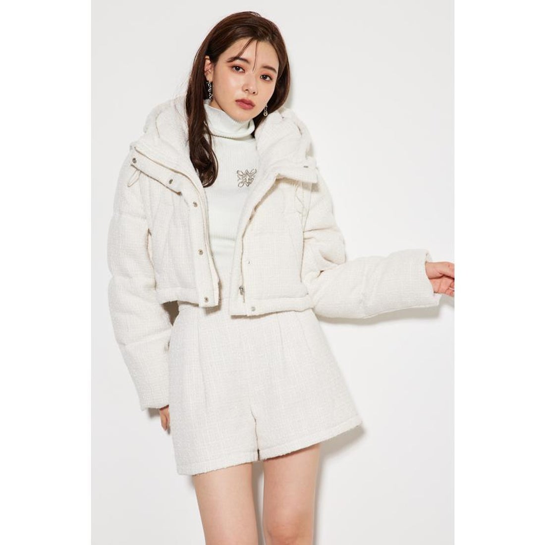 リエンダ rienda マルチWAYツイードショートダウンJK （柄WHT5