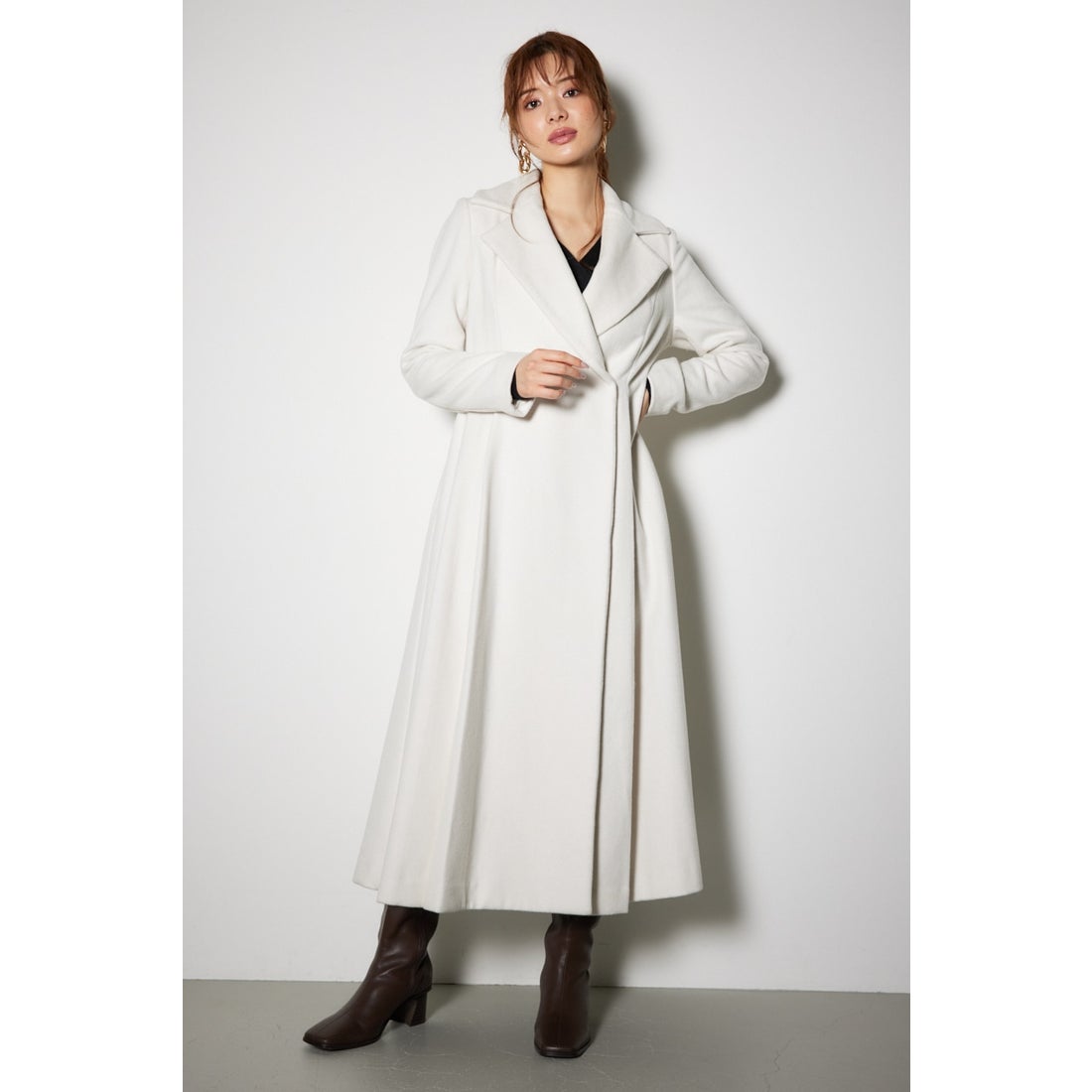 rienda ウールMIXクラッシィドレスコート PNK -ファッション通販