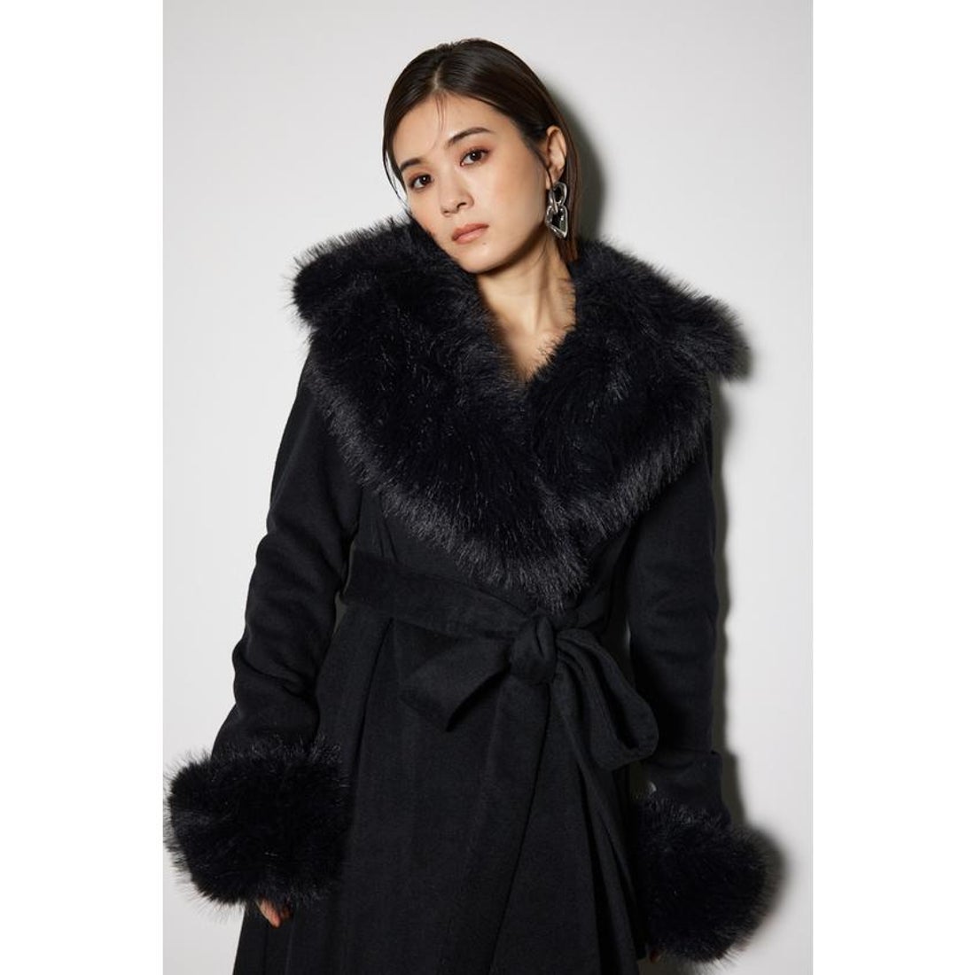 リエンダ rienda ウールMIXクラッシィドレスコート （BLK