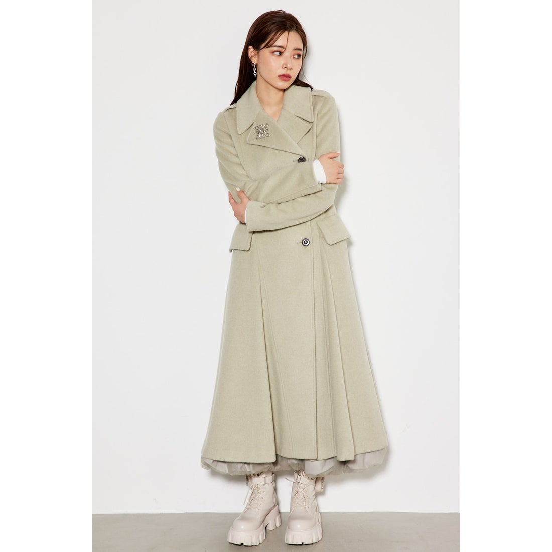 rienda ＃シンデレララインコート LIME -ファッション通販 FASHION WALKER