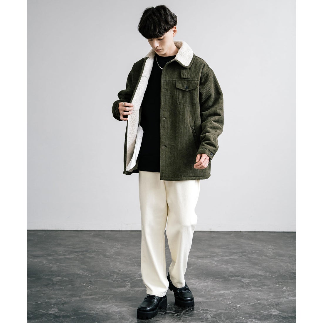 ロッキーモンロー Rocky Monroe ランチコート コーデュロイ 裏ボア