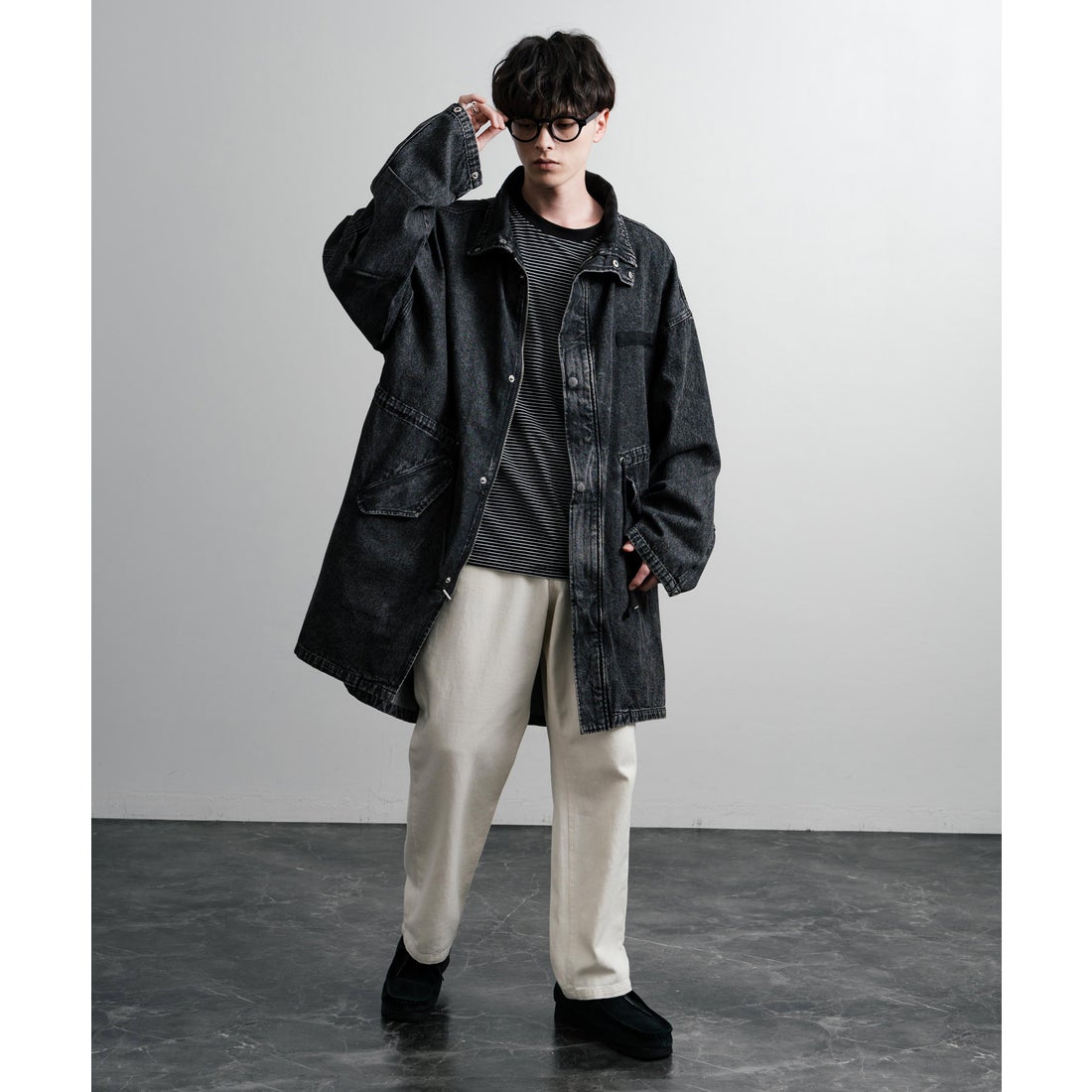 ロッキーモンロー Rocky Monroe モッズコート デニム スタンドネック