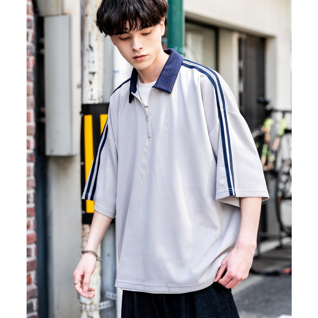 ロッキーモンロー Rocky Monroe ポロシャツ ハーフジップ 半袖 メンズ