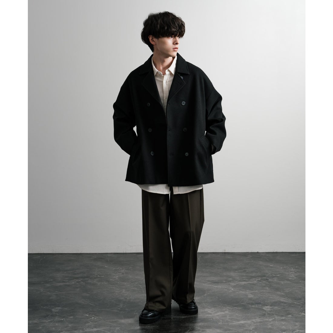 ロッキーモンロー Rocky Monroe Pコート ダブル ショート丈 メンズ