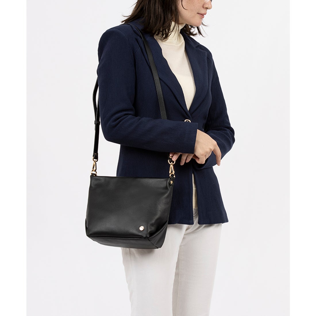 ラシット russet レザー2WAYショルダーバッグ(CEー015ーOUT) （Black