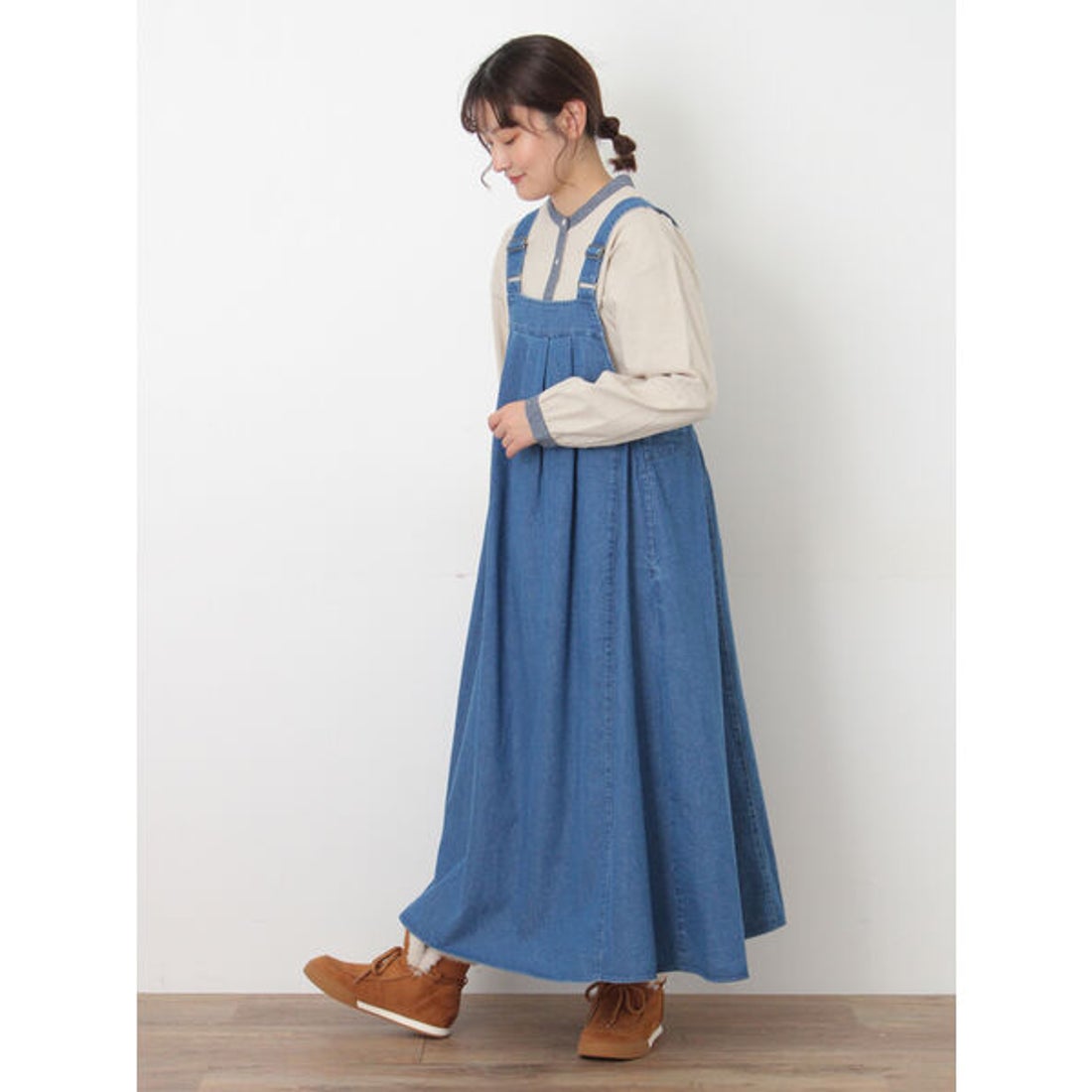サマンサ モスモス Samansa Mos2 前タックジャンパースカート （ブルー