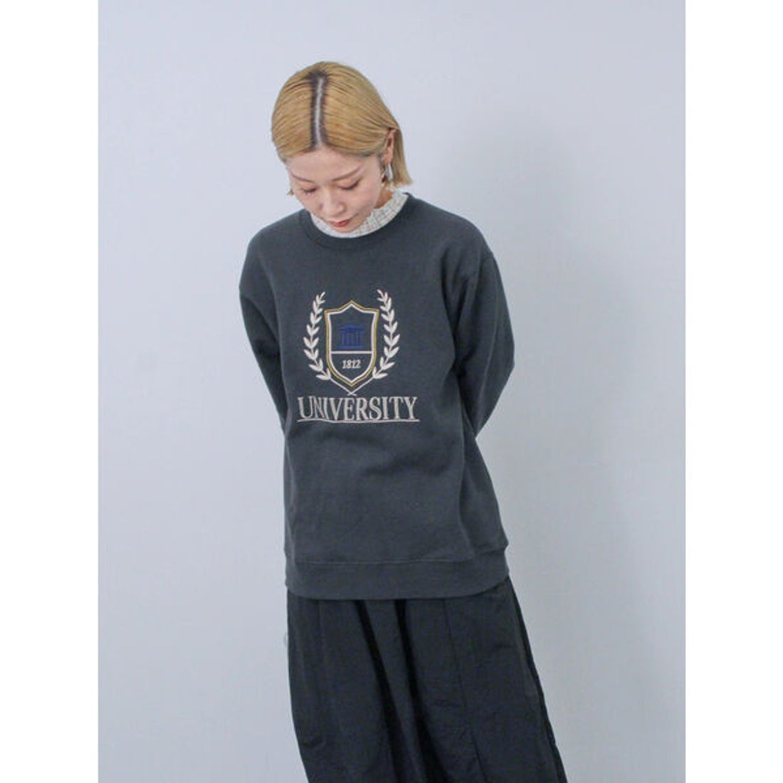 サマンサモスモス ブルー Samansa Mos2 blue 裏起毛ロゴ刺繍スウェット